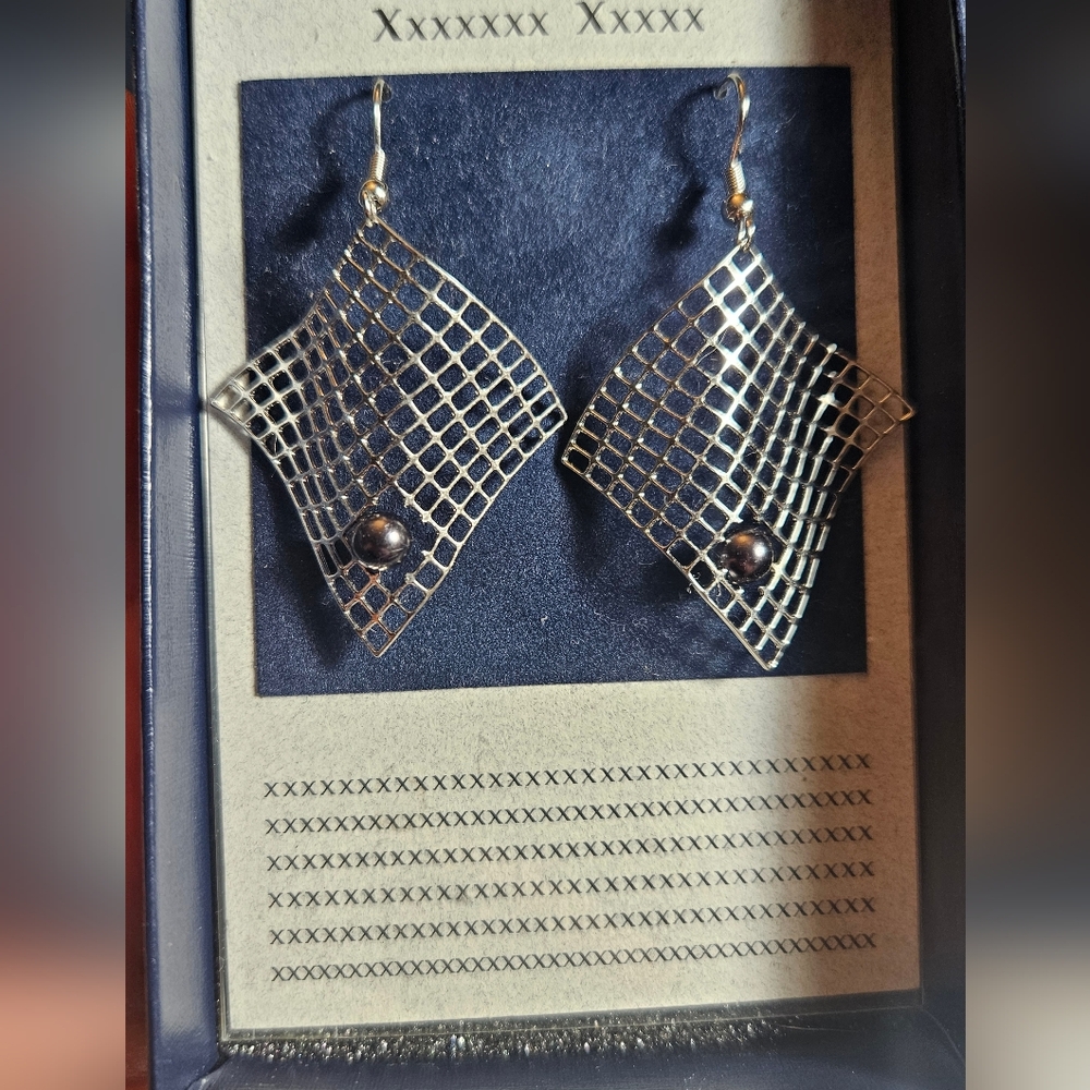 Elegant Silver Mesh Earrings